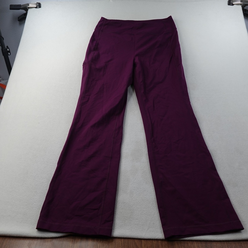 Duluth NoGA Namastash Pants Womens M x 31 Purple Bootcut Yoga Stretch 15771